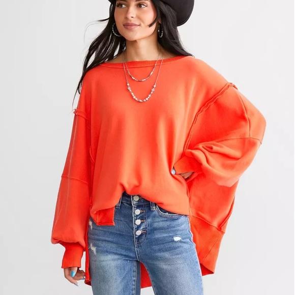 We The Free People Camden Sweatshirt Size S Red - Picture 1 of 6